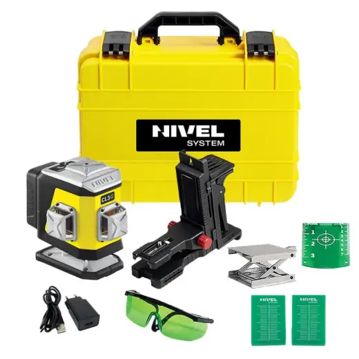 Laser 1-płaszczyznowy krzyżowy zielony Nivel System CL1G + statyw SJJM1EX + odbiornik CLS4 + łata laserowa LS24